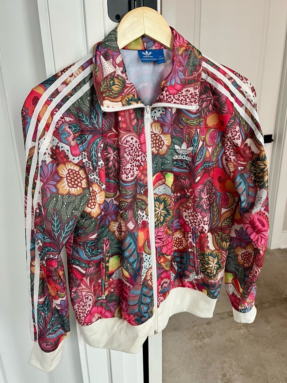 Adidas Fugiprabali Track Jacket Tropical Floral Toucan Print Zip Women S/M